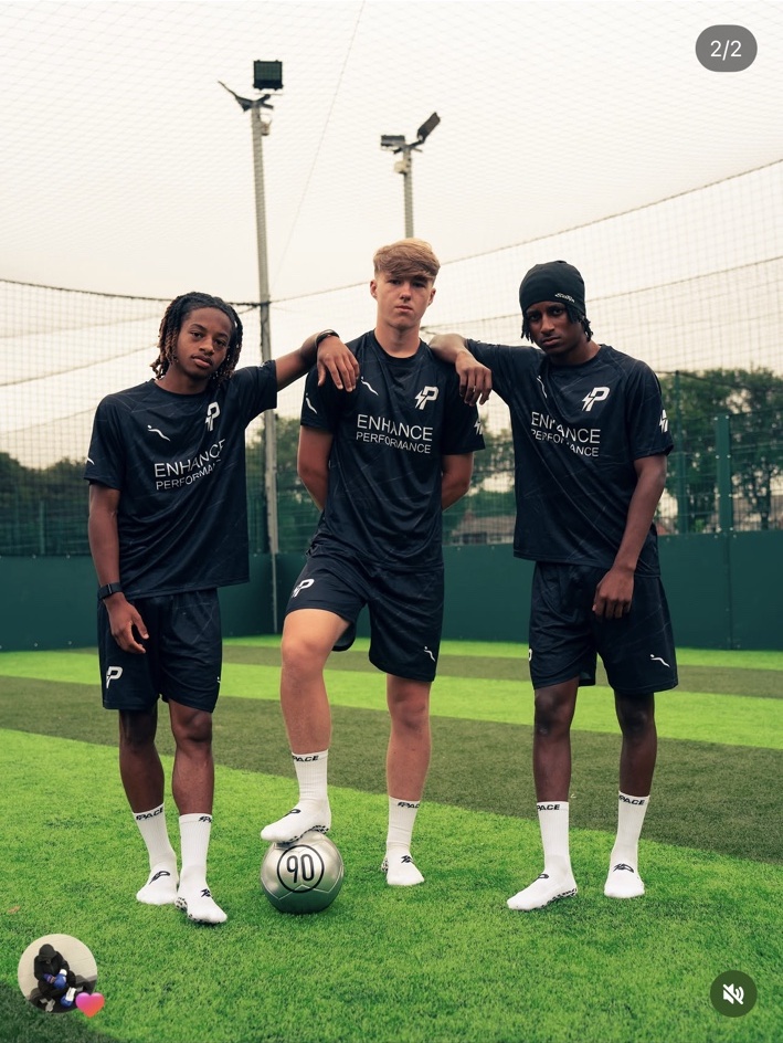 Three Enhance Performance football athletes representing a club training group
